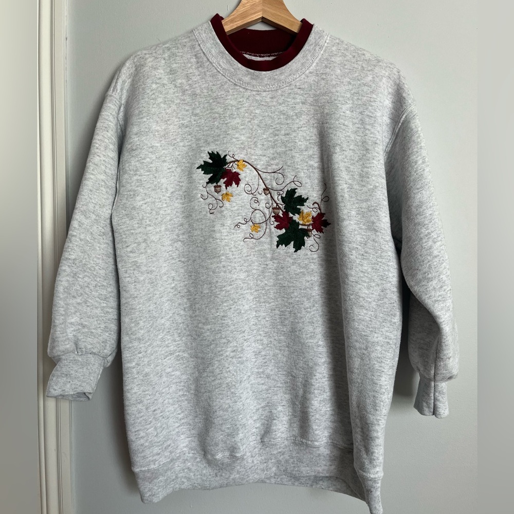 Adorable Fall Embroidered Crew Neck